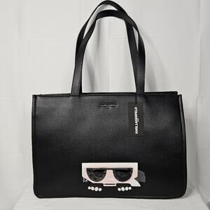 Karl Lagerfeld Black Tote with Pink Accents